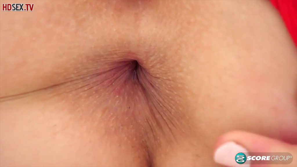 Sweet girl in red, lacy panties is about to offer her pink pussy and tight ass